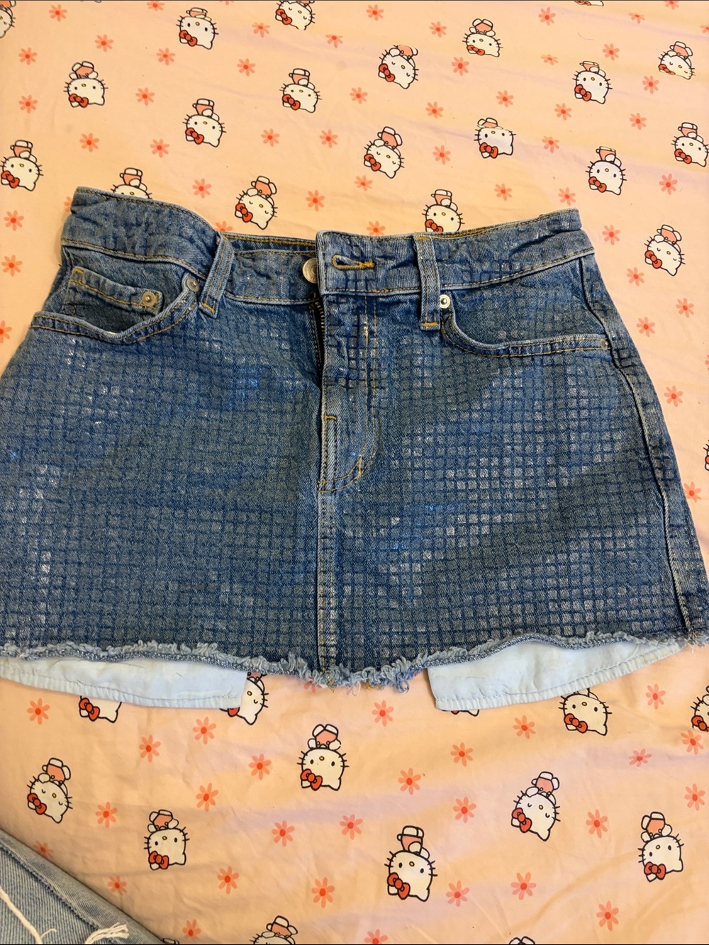 Forever 21 Blue Textured Denim Mini Skirt